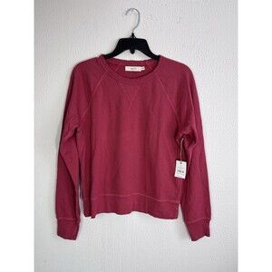 NWT AE77 American Eagle Tattered Crew Neck Sweatshirt Women's Small 100% Cotton